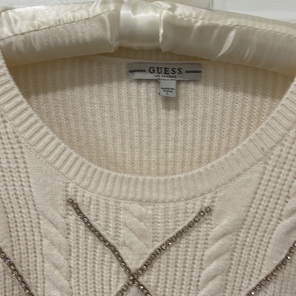 Beautiful rhinestone sweater beige cream color!! - Picture 2 of 4